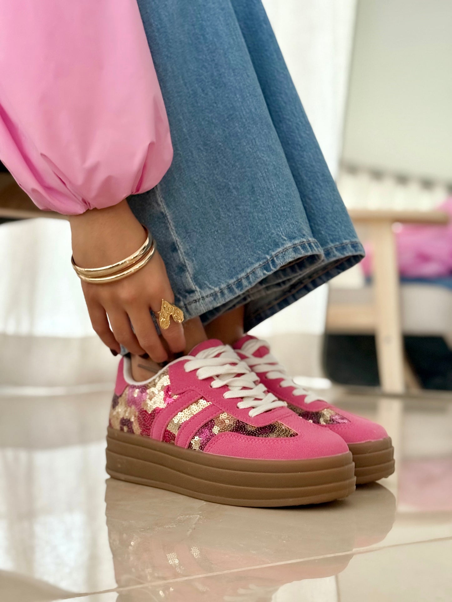 SORELIA Platform Sneakers – Pink