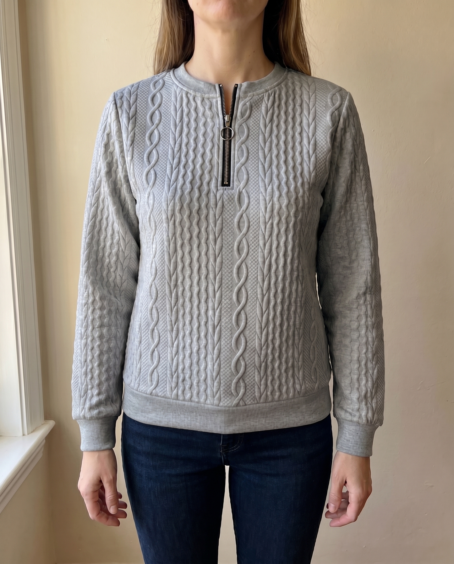 Textured Zipper Sweatshirt β Stylish & Comfy