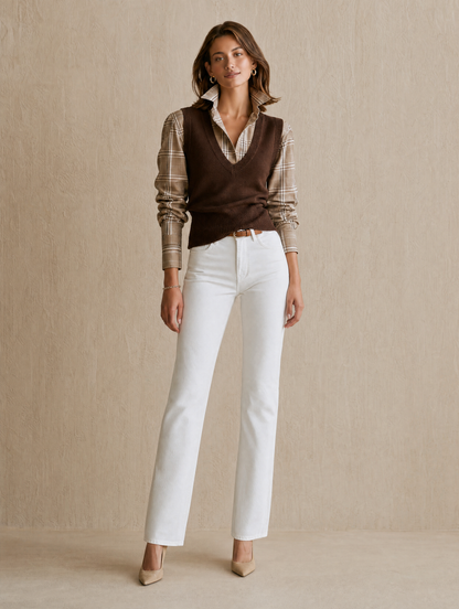 Brown Plaid Layered Set