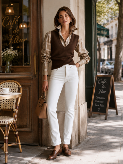 Brown Plaid Layered Set