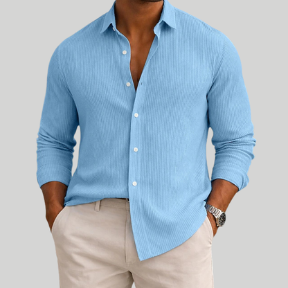Ribbed Summer Luxe Button Shirt