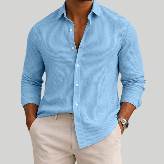 Ribbed Summer Luxe Button Shirt