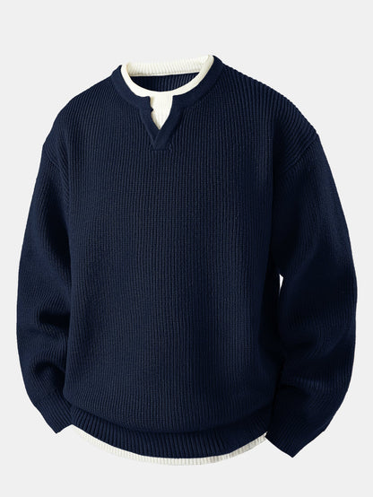 2 In 1 Notched Collar Sweater