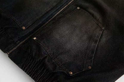 Vintage Washed Sherpa-Lined Denim Jacket