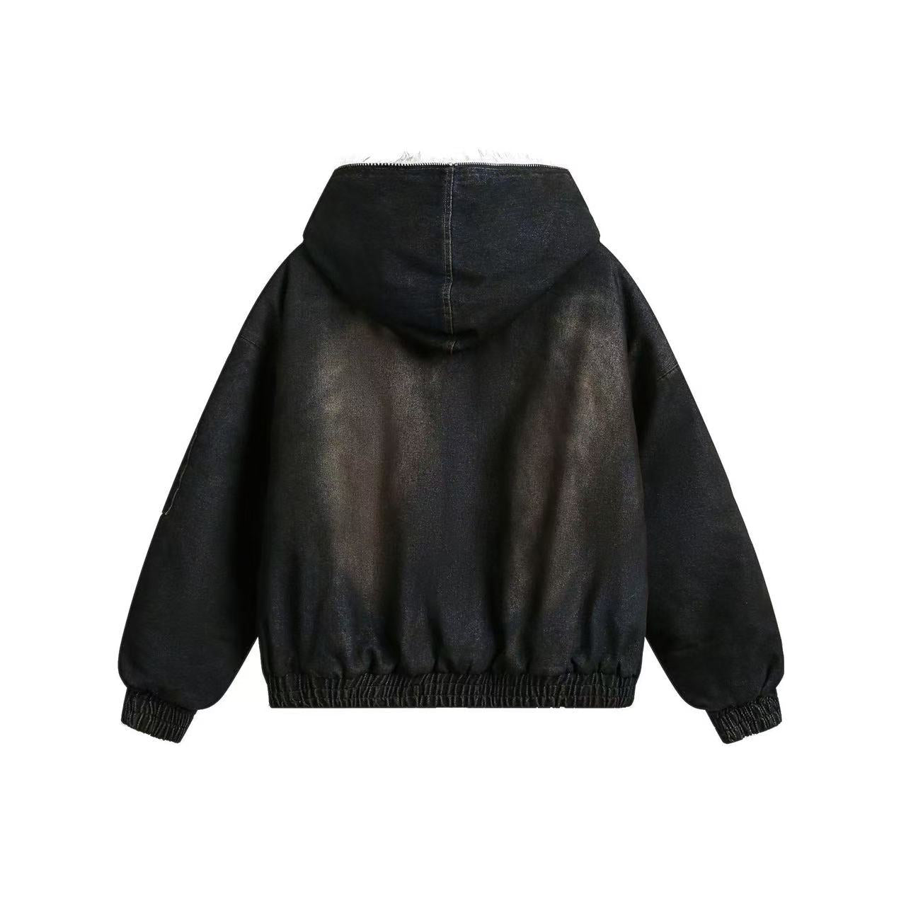 Vintage Washed Sherpa-Lined Denim Jacket