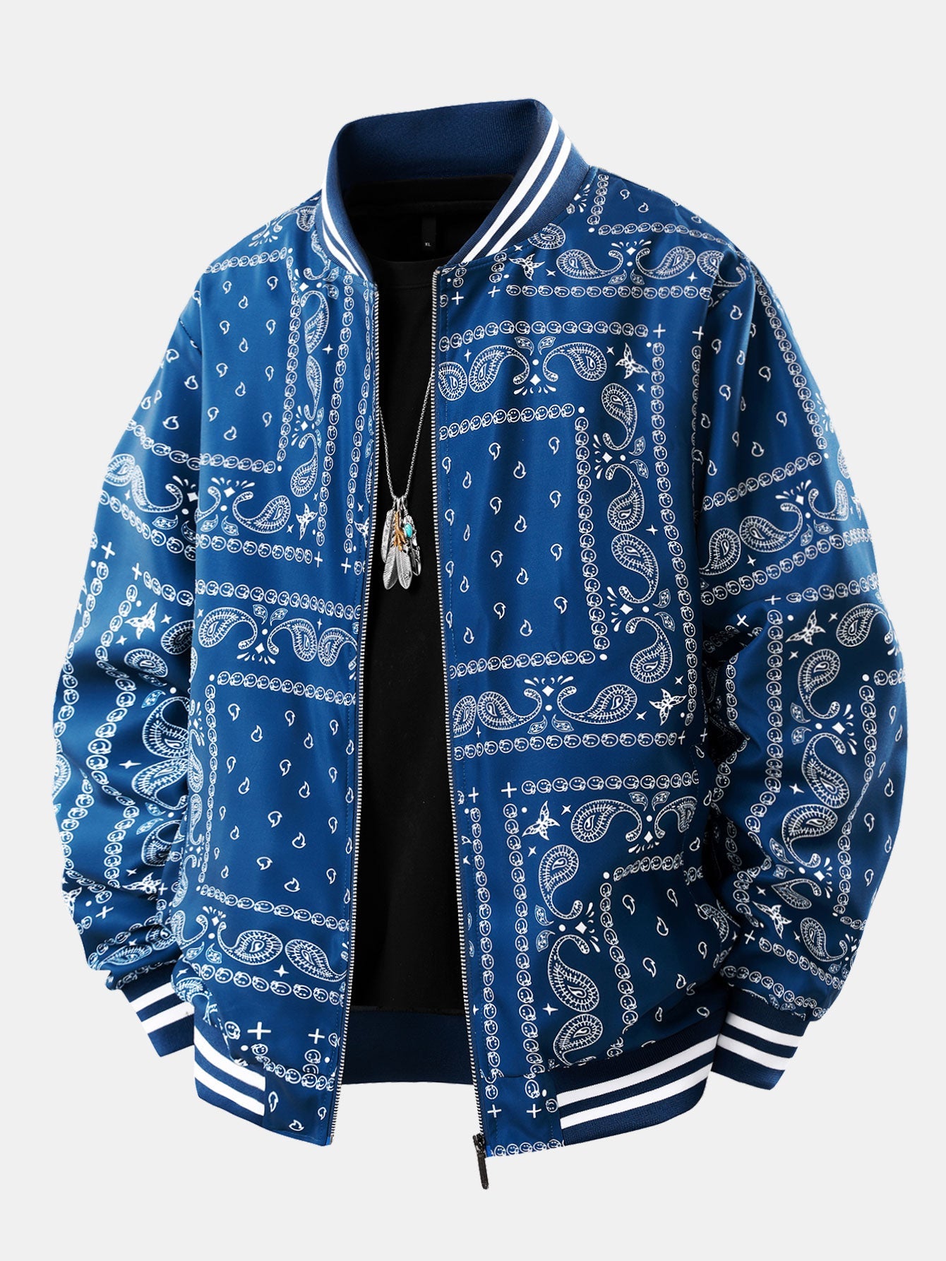 Paisley Print Baseball Jacket