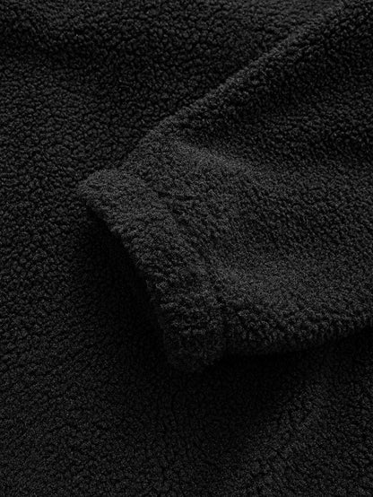 Relax Fit Quarter Zip Ethnic Geometric Patchwork Teddy Sweatshirt