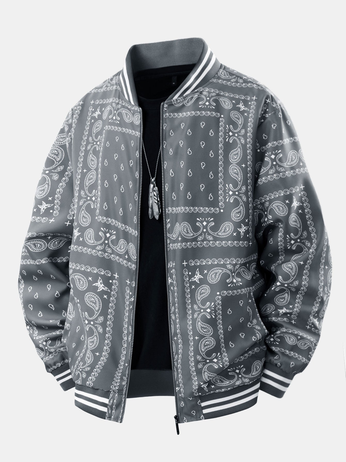 Paisley Print Baseball Jacket