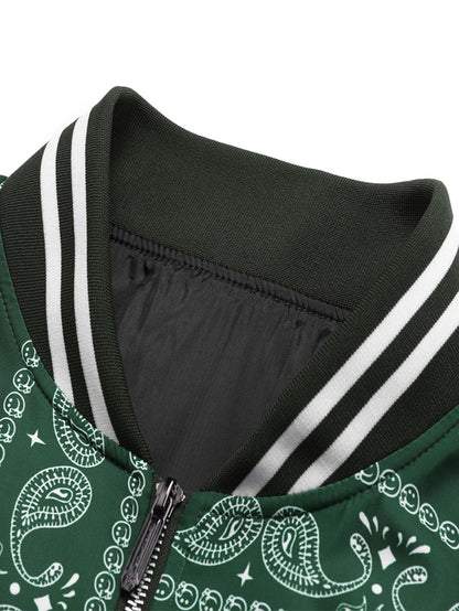 Paisley Print Baseball Jacket