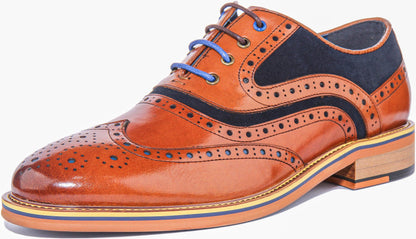 Bryan Lace Up Leather & Suede Brogue In Brown