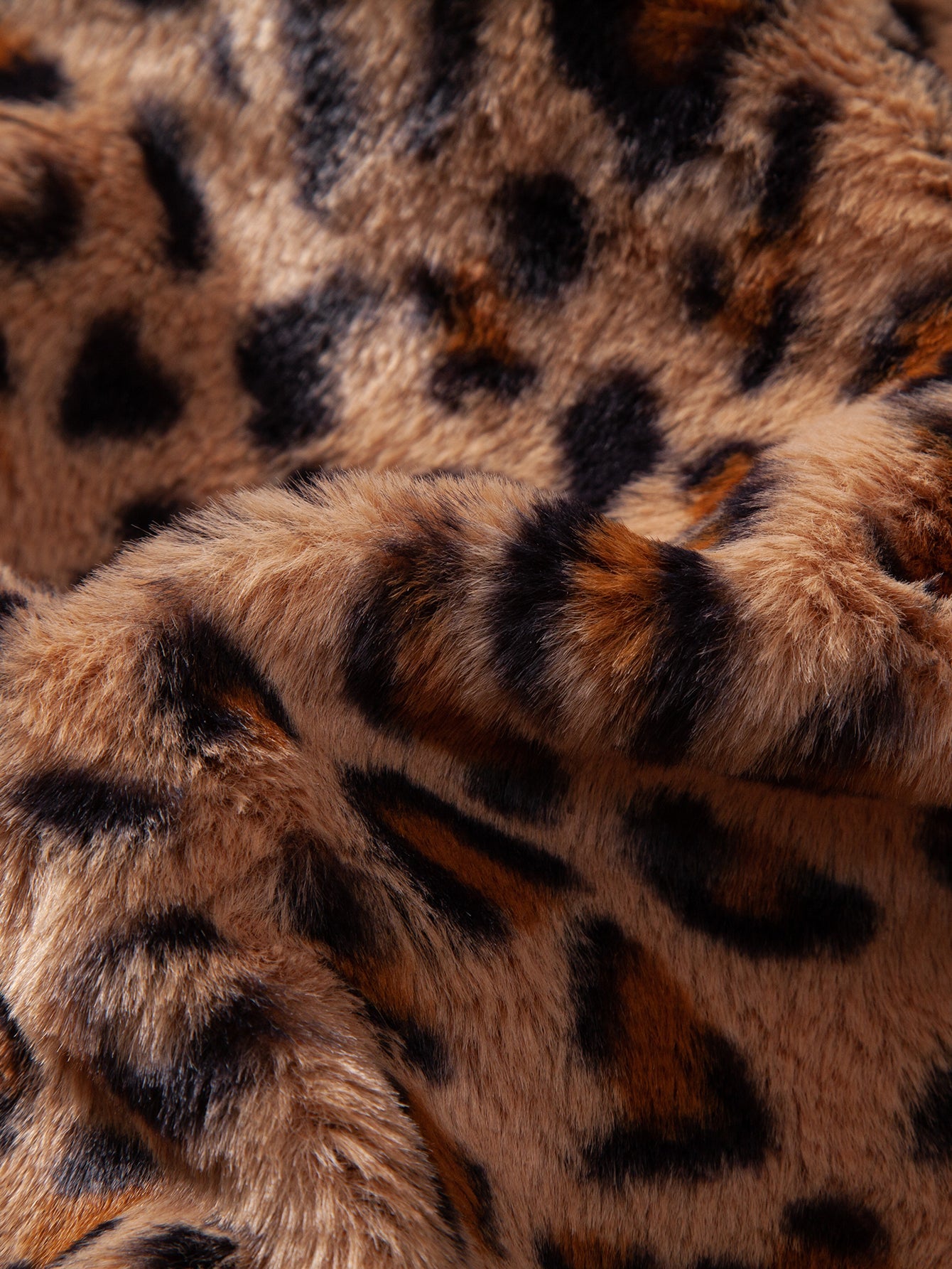 Faux Fur Leopard Zip Up Hooded Coat