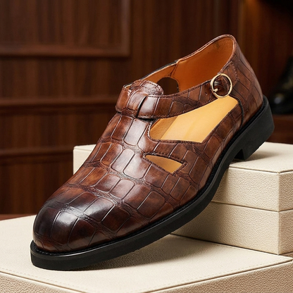 Harrison Croc Leather Sandals