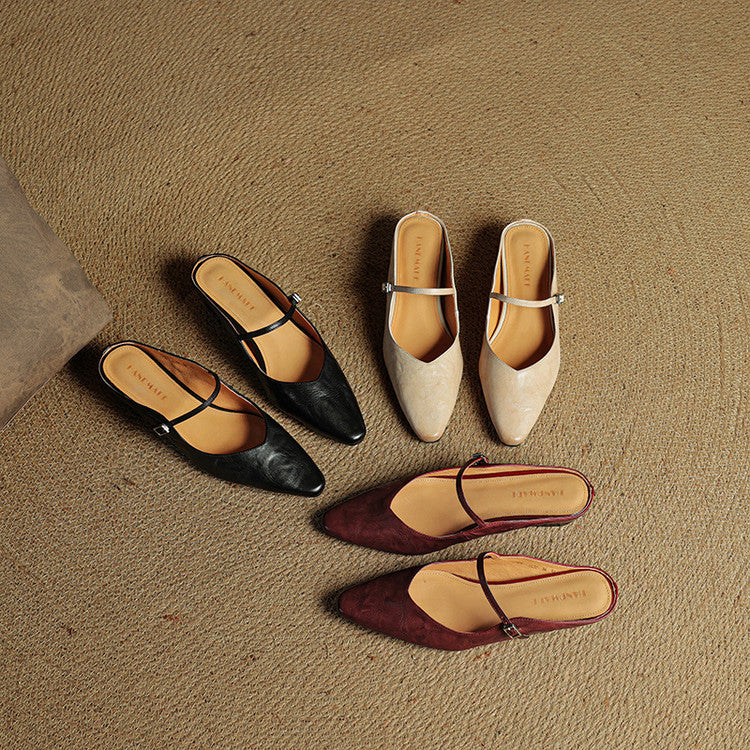 Talia Genuine Leather Mules