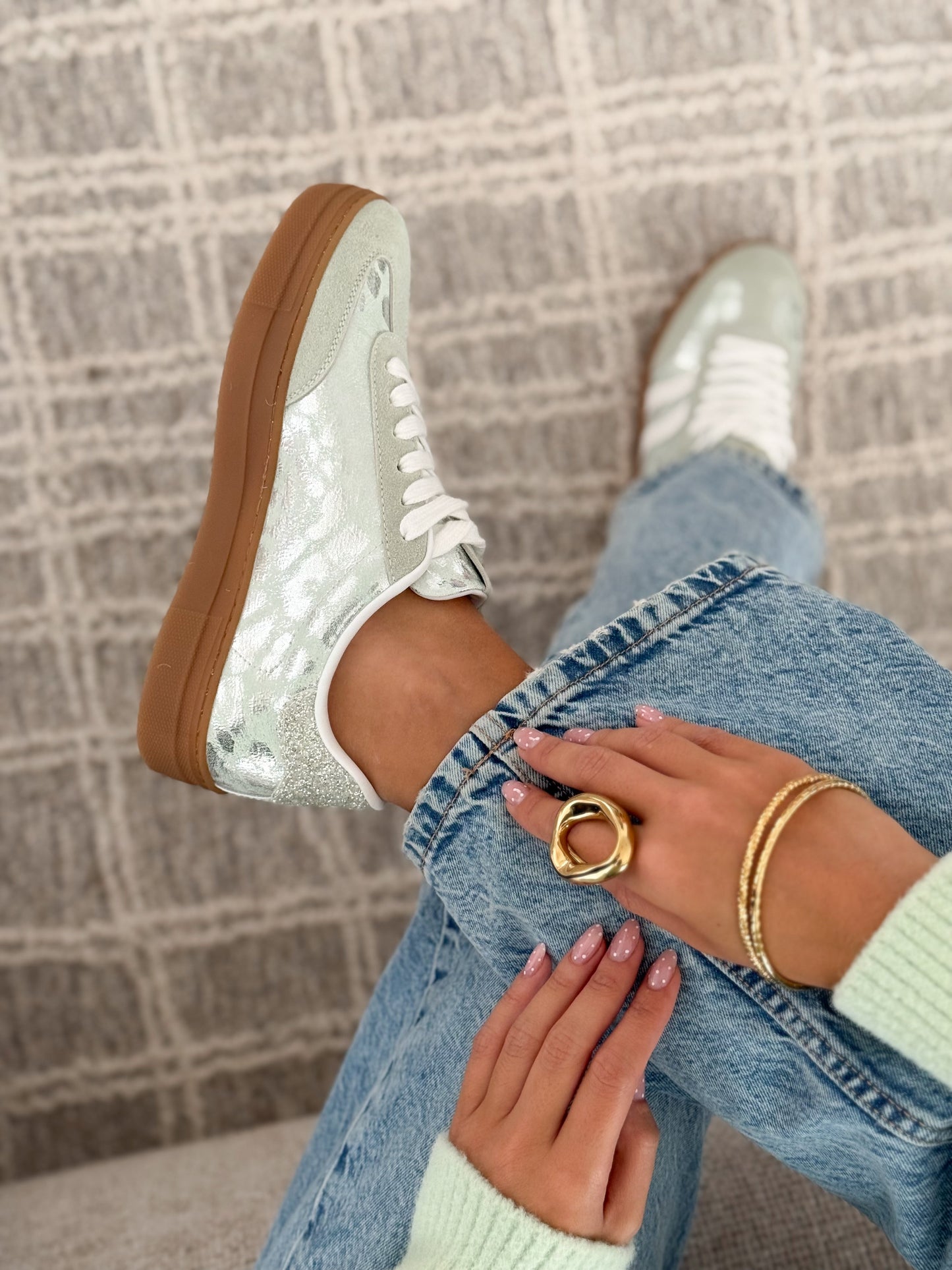 ELARA Platform Sneakers – Mint Green