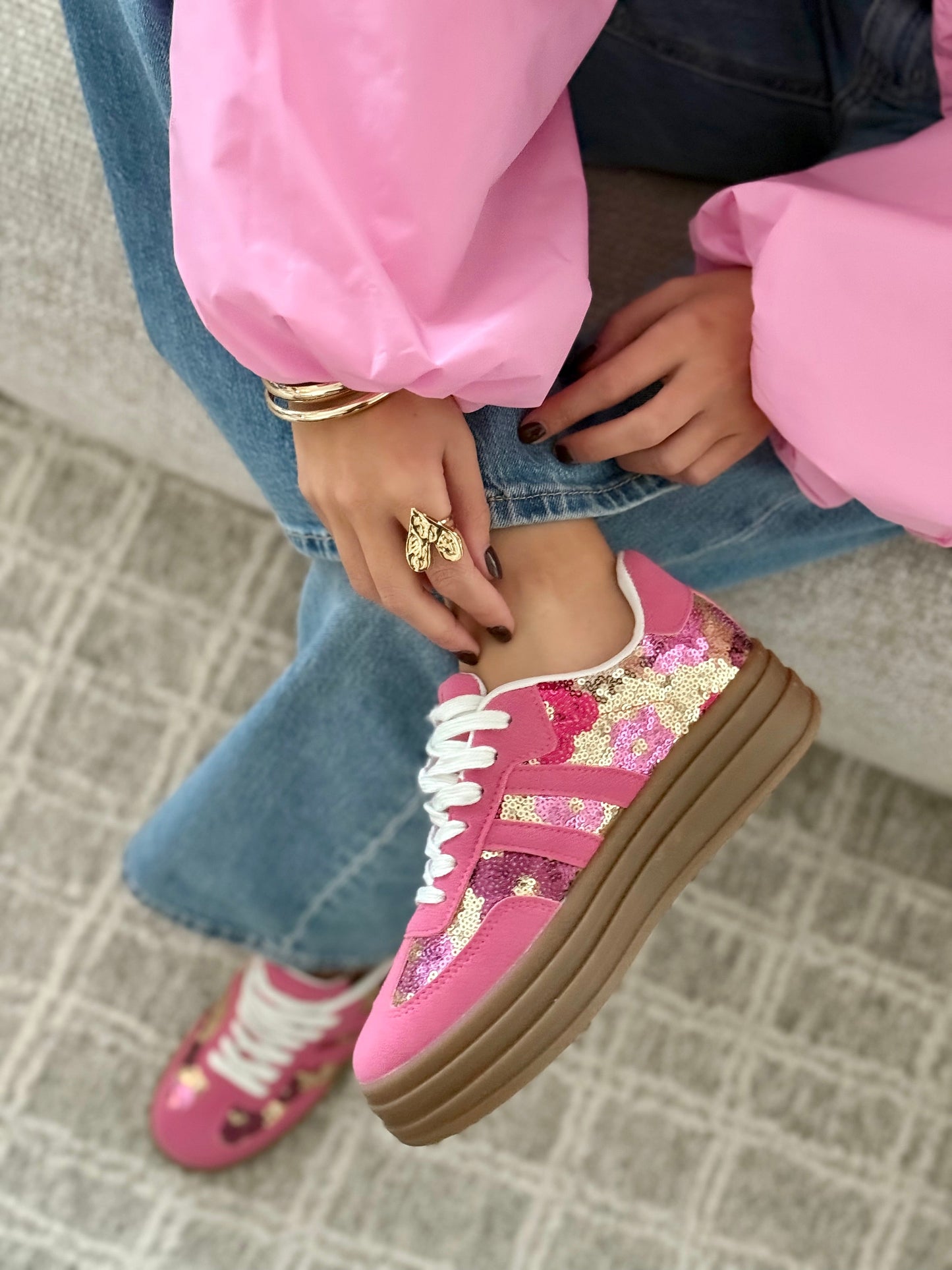 SORELIA Platform Sneakers – Pink